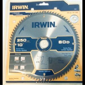LOT OF 5 NEW SEALED IRWIN 10" 80D CARBIDE TIPPED CIRCULAR SAW BLADE # 15187